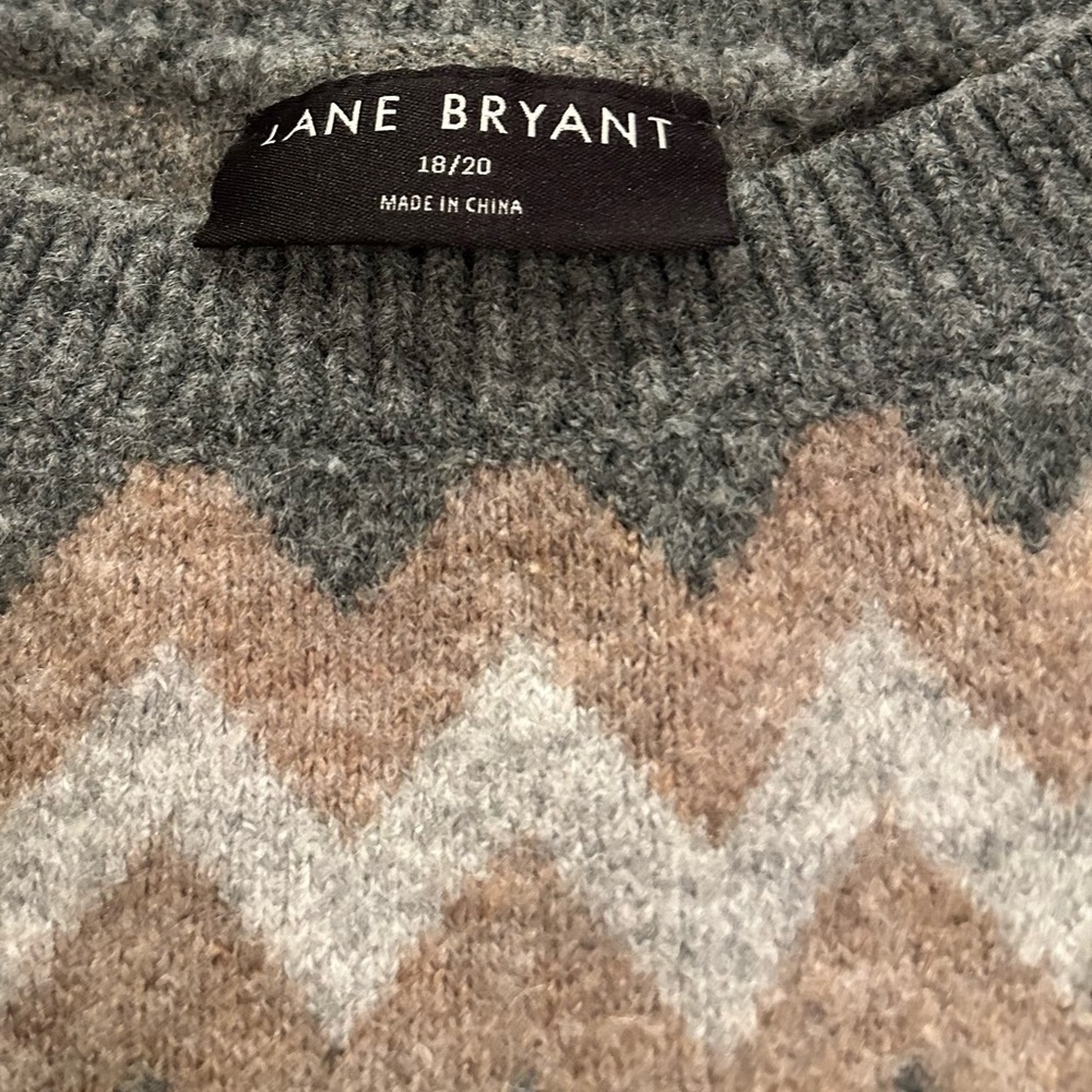 Lane Bryant Gray Bracelet-Sleeve Fair Isle Boatneck Sweater Size 18/20 - Picture 11 of 11